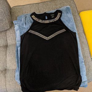 Torrid Black and Silver Studded Polyester Blouse